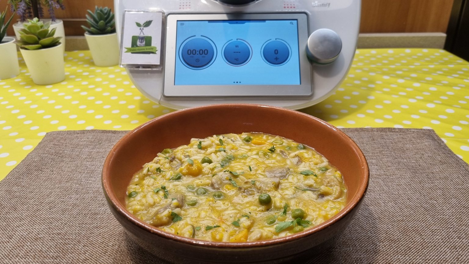 Risotto funghi zucca e piselli