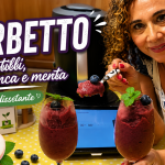 Sorbetto ai mirtilli pesca bianca e menta